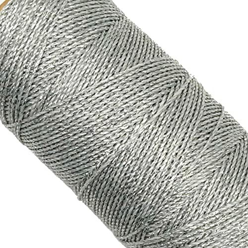 LINHASITA Linhasita gewachstes Garn, 100 g / 170 m, 1 mm dick, Polyester, Makramee, 30 Farben, silberfarben