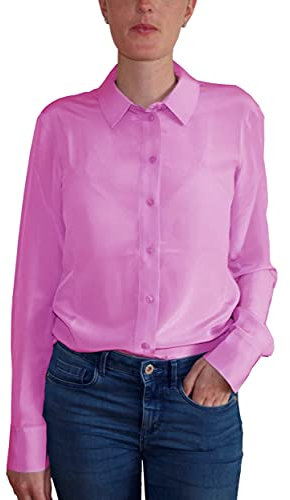 Posh Gear Damen Seidenbluse Collettoseta Bluse aus 100% Seide, rosa, Größe M