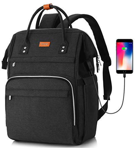Sac à Dos Femme,Sac à Dos Ordinateur Portable 17,3 Pouces Avec Port de Chargement USB et Poche RFID Pour Collège,école,Travail,Voyage (Noir 17in)