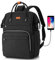 Zaino da Donna,17.3 Pollici cno Porta PC con Porta di Ricarica USB & Tasca RFID per Scuola,Lavoro,Viaggio (Nero 17in)