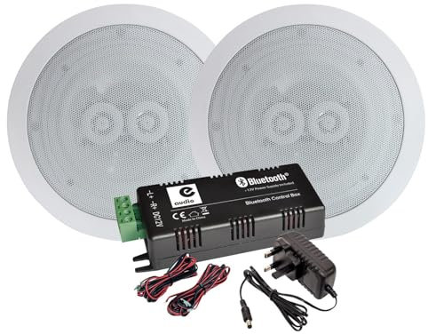 e-audio Haut-parleurs 2x120W B404, Plafond encastrable Waterproof HiFi, Amplificateur stéréo B425BL, Bluetooth 5.0 2x15W