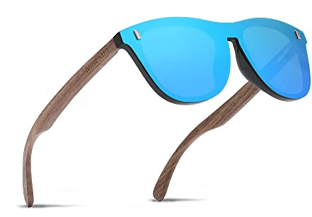 Ninesun Polarisierte Holzsonnenbrille für Männer und Frauen UV-Schutz Trendy Outdoor für Autofahrerbrille K578 (Blue)