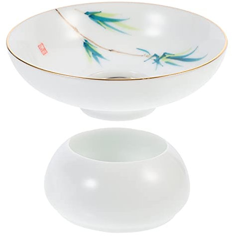 BESTonZON Tea Strainer Vintage Teapot Glass Tea Mug Ceramic Tea Cups Tea Filter Pot Tea Infuser Steeper Loose Tea Leaf Filter Tea Accessories Tea Filter with Stand Perfect Teacup Ceramics