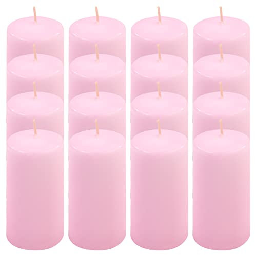 Stumpenkerze Höhe 10 cm Ø 5 cm lange Brenndauer Rund-Kerze Säulenkerzen Kerzen-Deko Tafelkerzen Weihnachts-Kerzen Hochzeits-Deko (pink, 16)