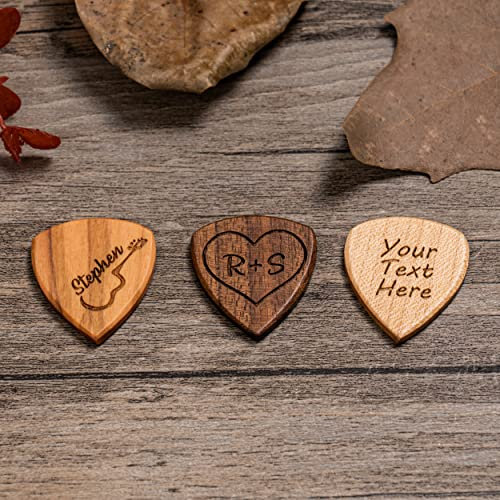 Personalisiertes individuelles Holz-Gitarrenplektrum, graviert Ihren Text und Logo, Geschenk für Vater, Sohn, Bruder, Freund, Geburtstagsgeschenk