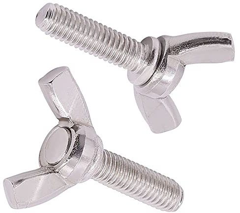 M6-1,0 x 16 mm (15 pièces) Vis à ailettes en acier inoxydable 304 18/8, boulons à pouce, écrous papillon, DIN316