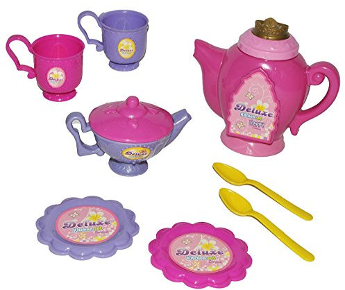 alles-meine.de GmbH 8 TLG. Set - Puppengeschirr - Kaffeekanne + Zuckerdose + Teller + Tassen - rosa Kunststoff/Plastik - Geschirr - Kindergeschirr/Kaffeeservice/Teeservice ..
