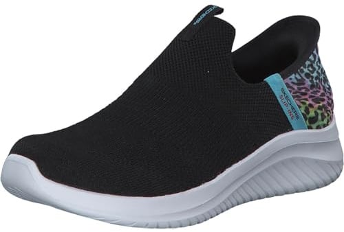 Skechers Girl's Ultra Flex 3.0 Colory Wild Slip-In Trainers, Black Mesh/Multi Trim, 4 UK Child