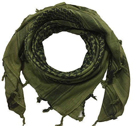 Desert Hawk Tactical BW Shemag Scarf, PLO Schal, Palästinenser Arafat-Tuch, 110x110 cm, 100% Baumwolle (Oliv/Schwarz)