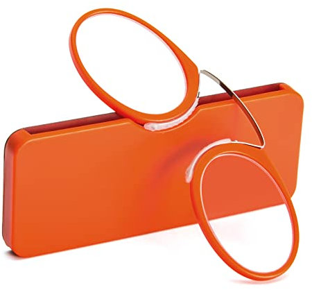 KoKoBin Unisex Lesegläser Kompakte Sehehilfe Mini Nose Clip Bügellose Lesebrille Rutschfest Lesehilfe- Immer griffbereit(Orange,+2.0)