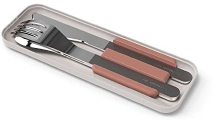 monbento - MB Slim Box - Rosa Moka - Trio Messer - Besteck to go für lunch box MB Original und MB Square mit gabel, löffel und Messer