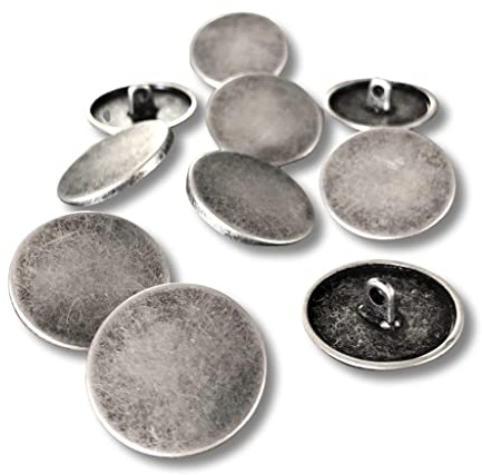 flache Metall Ösenknöpfe silber farben matt 10mm, 15mm, 18mm, 20mm, 22mm oder 25mm (10 Stück) (18mm)