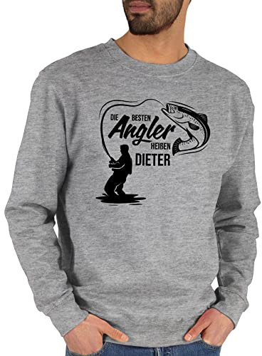 Sweater Pullover Sweatshirt Herren Damen - Die besten Angler heißen Name I Geschenk Angler I Vatertagsgeschenk Angeln I Angelzubehör personalisiert I Angelgeschenkideen I Angel Geschenk für Männer