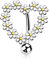 Melighting 14g Reverse Bauchnabelpiercing Chirurgenstahl Gänseblümchen Belly Button Piercings Herzförmig Bauchnabelring Nabelpiercing Silber Bauchpiercing Schmuck