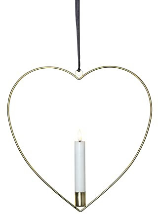 Dekoherz mit LED Kerze Flamme - Kerzenhalter - Batterie - gold (hängend)