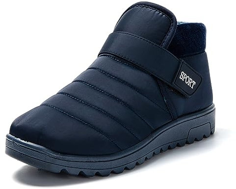 JOMIX Pantofole Stivali Invernali Uomo Ciabatte Chiuse Calde da Casa Scarpe Mocassini da Inverno Babbucce Pelose Comode con Chiusura a Strappo MU8662-3 (Blu Navy, 41)