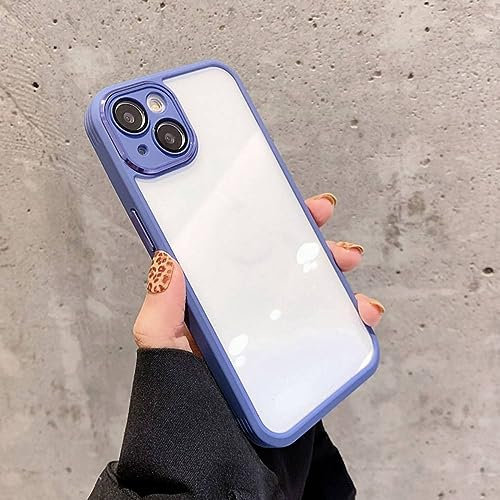 LVTFCO Coque de Protection en Verre trempé pour iPhone 13 Pro Max 12 11 Pro Max Transparent PC TPU Hybrid Antichoc Cover pour iPhone 14,Peak Blue,pour iPhone 14 Plus