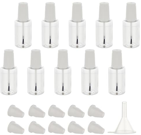 NICENEEDED Empty Nail Polish Bottles, Refillable Plastic Nail Polish Container, 20ML Clear Nail Fingernail Polish Bottles with Brush Mixing Marble Conservation Insert and Funnel for Nail Art Sample