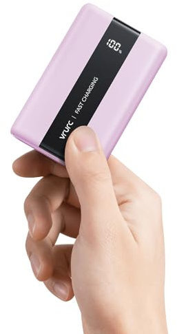 VRURC Batterie Externe 20000mAh QC 22.5W Mini Power Bank USB C Charge Rapide en PD 20W Batterie Portable avec 3 Ports USB Sortie et LED Display pour iPhone,Huawei,Xiaomi etc (Violet)