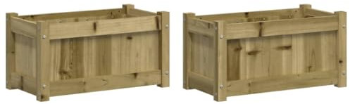 vidaXL Jardineras de Exterior, Maceteros para Plantas Flores, Jardineras Decorativas, Maceteros para Jardín Patio, Madera Impregnada de Pino