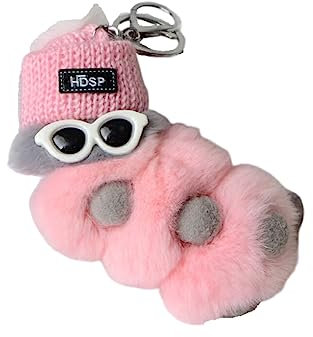 osiuujkw Schlüsselanhänger Plüsch Raupe Anhänger Fell niedlich Ornament Zubehör Geschenk Kawaii Tasche hängende Kugel Mini, Rosa, Rosa