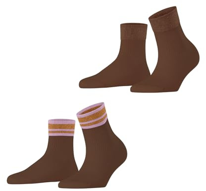 ESPRIT Damen Socken Retro Glitter Multipack W Sso Baumwolle gemustert 2 Paar, Braun Rosewood 5225, 39-42