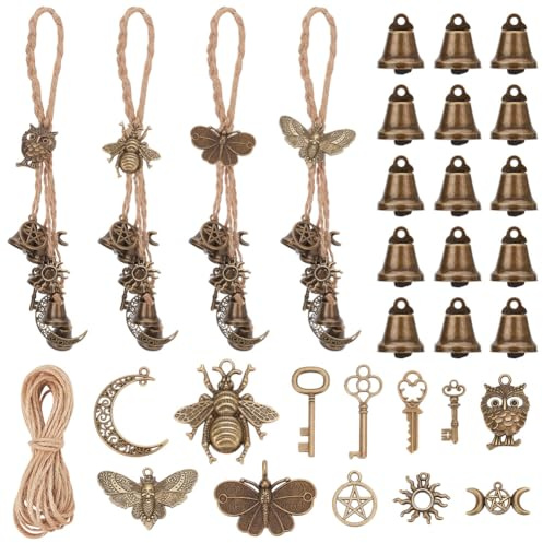 FREEBLOSS 4 Sets DIY Hexenglocken Set, Tiere Thema, Hexen Windspiele, Windspiele Im Freien, Hexen Heimdekoration, Hexen Dekor, Hexenglocken Für Türknauf Zum Schutz, Hexenhandwerk Für Anfänger