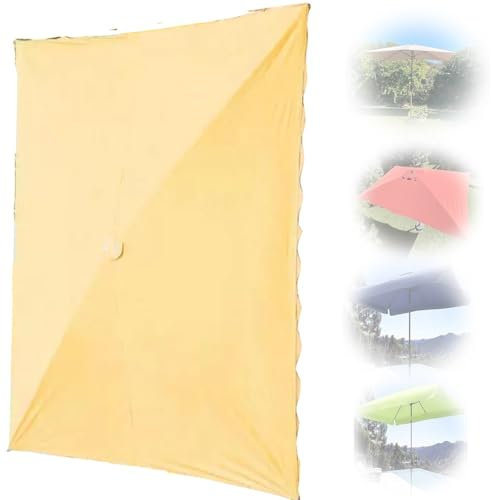 NILZA 3x2m Dessus De Parapluie De Remplacement Rectangulaire Toile Parasol Deporte 4 Baleines 6 Baleines, Auvent De Rechange Pour Marché Exterieur Jardin (Color : Bevel umbrella khaki, Size : 3x1.5m