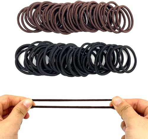 UILYNIU 72 Stück Haargummis Mädchen haargummis klein,Elastisch Haarbänder Pferdeschwanz,haargummi spirale,zopfgummi scrunchie,Pferdeschwanz Inhaber Haarzubehör Dünne Für Mann Frauen (Schwarz,Braun)