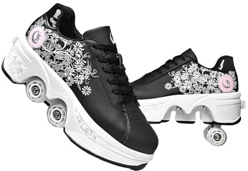 Schuhe mit Rollen fuir Madchen,Rollschuhe Kinder und Sneakers 2 in1, Deformed Roller Skates Jungen als Weihnachts- und Geburtstagsgeschenke (E, EU-40)