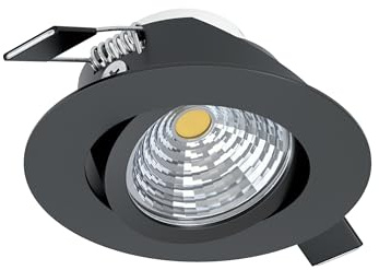 EGLO LED Einbaustrahler Saliceto, Deckenspots dimmbar, Deckenstrahler flach rund, Aluminium in Schwarz, neutralweiß, Ø 8,8 cm