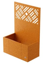 ELEO Pflanzkübel Vernazza mit Sichtschutz Amato - Witterungsbeständig aus Cortenstahl (40 x 80 x 40 cm) mit Sichtschutzwand (120 cm) mit teilflächigem Streifen-Mosaik-Muster- cortenstahl