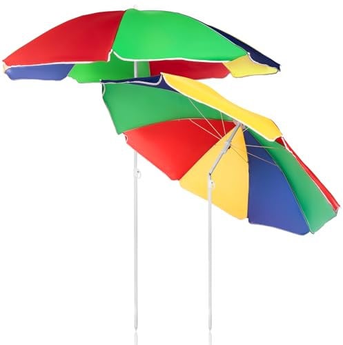 BigDean Sonnenschirm rund ø 165cm – höhenverstellbarer + neigbarer Strandschirm mit Schutzhülle inkl. Tragegriff – Sonnenschirm windfest für den Balkon, Strand und Garten – optimaler Schattenspender
