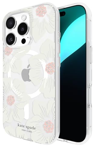 Kate Spade New York iPhone 16 Pro Case - Compatible with MagSafe - Designer Phone Case - Hollyhock Cream Floral
