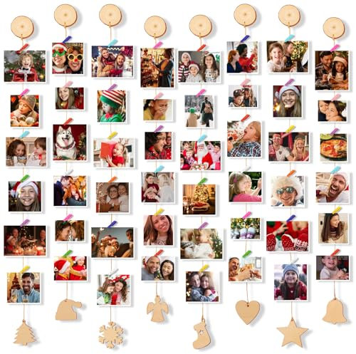Uping Cadre Photo Pele Mele Mural Porte Photo Mural à Pince Cadre Multi Photo Accroche Photo en Bois DIY Decoration Maison