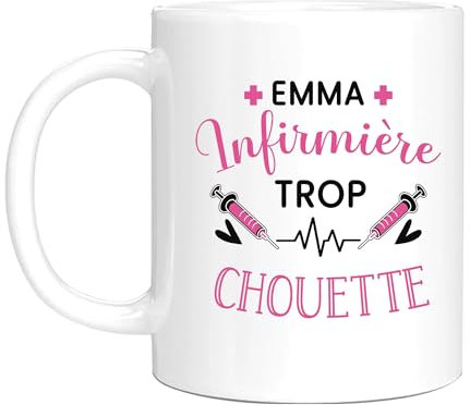HALUMI Mug Nom Personnalisé Infirmière - Tasse Originale Personnalisable Infirmière Trop Chouette- Idée Cadeau Humour Anniversaire Noël Départ Retraite Femme - Mug En Ceramique Bicolore 330ml 440ml