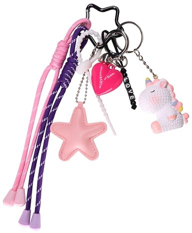 Georgie Porgy Taschenanhänger Schlüsselanhänger Handtaschen Zubehör für Damen Bag Charm Schultasche Rucksack Sporttasche Keychain Geburtstagsgeschenk für Mädchen (Einhorn Herz Liebe)