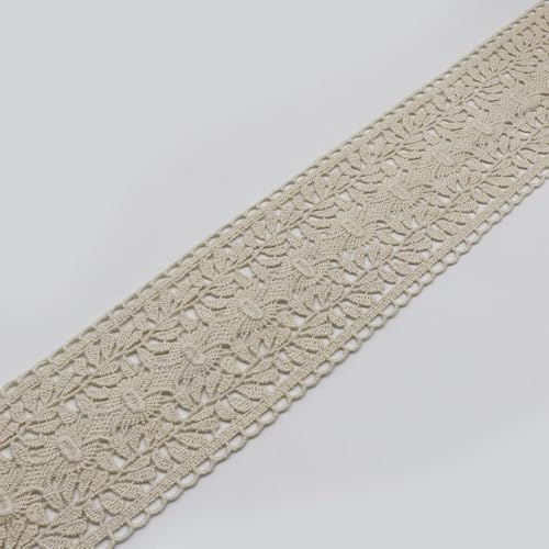 WANYI 2 Yards Spitzenband Spitze aus Baumwolle DIY Dekoband Borten und Bänder zum Nähen Spitzenborte Zierband Vintage Deko für Nähen Handwerk Vorhänge Tischdecken (9CM-Beige)