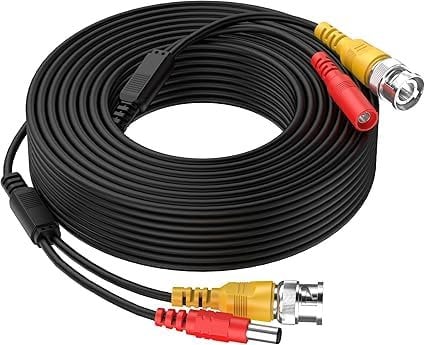MaxSell BNC Security Camera Cable, 5-50M Length, Compatible with DVR/CCTV/AHD/CVI/TVI Systems, Black (15M)