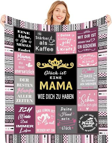 PJLJC Kuscheldecke Geschenk für Mama 150x200 cm - Weiche Wohndecke für Couch & Bett | Ganzjährig gemütlich als Geburtstagsgeschenk oder Muttertagsgeschenk