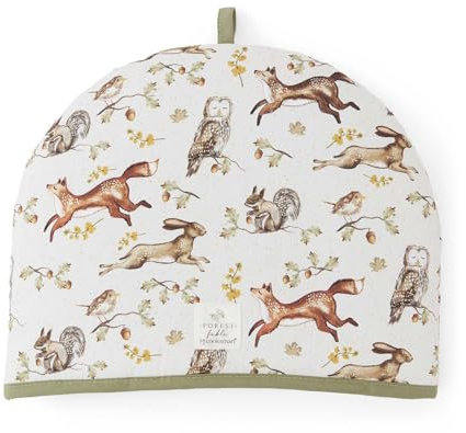Cooksmart Forest Fable Tea Cosy | British Designed 100% Cotton Twill | Insulated Teapot Warmer | Woodland Animal Print | Thick Padded Heat Retention | Machine Washable Kitchen Accessory