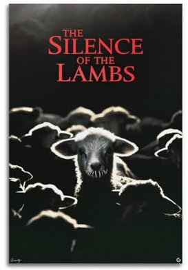 YWLXD Das Schweigen der Lämmer ästhetisches Poster für Wohnzimmer, Schlafzimmer, elegantes Poster, 40 x 60 cm, rahmenloser Stil
