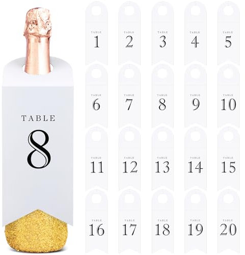 Honoson 1-20 Wedding Table Numbers for Wine Champagne Red Wine Table Numbers for Bridal Shower Wedding Party Reception Decoration