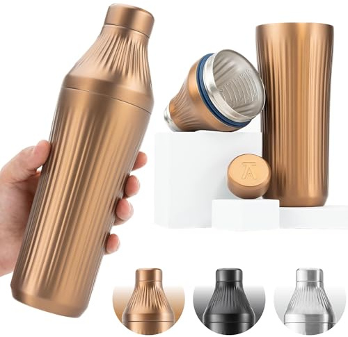 Diamond Edition Hybrid Cocktail Shaker Set, Brushed Copper, 28 oz | Diamond Edition Hybrid Cocktail Shaker Set with Vacuum Insulated Stainless Steel, Brushed Copper, 28 oz