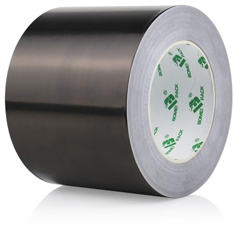 BOMEI PACK Negra 100mmx50m Cinta adhesiva de aluminio aislante térmico - Rollo de aluminio adhesivo de alta temperatura de reparación - Cinta de Aluminio para Sellar Sistemas