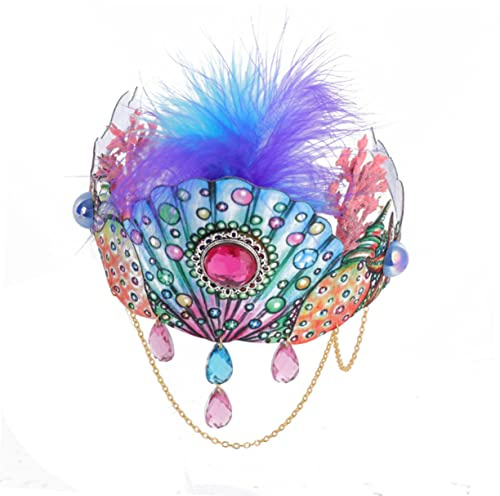CLISPEED Federhaarband Für Halloween Elastisches Stirnband Mit Muschel-design Kopfschmuck Für Party Und Festivals Leicht Und Angenehm Zu Tragen