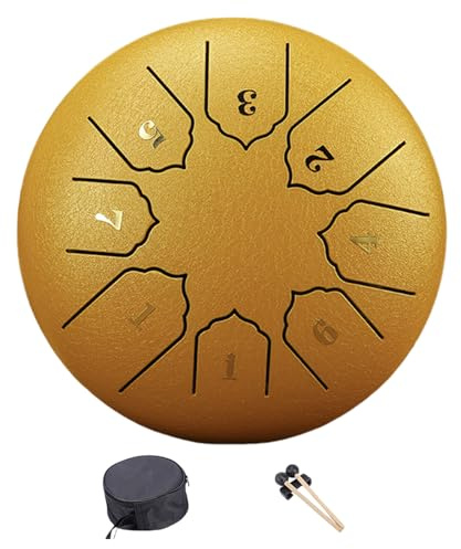Zungentrommel aus Stahl, 15 cm, 8 Noten, Schlaginstrument, Handpan mit Tragetasche und Stahlhandpfanne