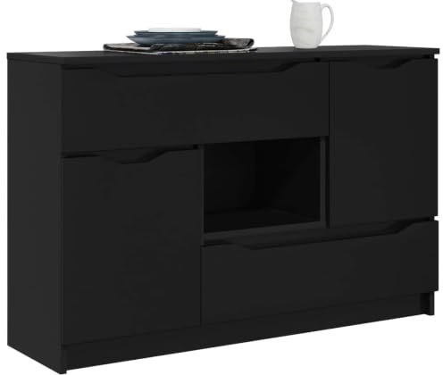 vidaXL Sideboard Schwarz 100 x 30 x 65,6 Holzwerkstoff