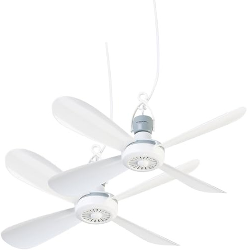 PEARL Lüfter: 2er-Set mobile Deckenventilatoren mit Aufhänger,230V, Ein/Aus-Schalter (Deckenventilator klein, Ventilator mobil, Mini)