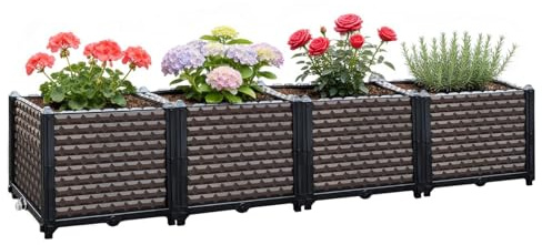 EasyVibe Raised Garden Bed Self Watering Deepened 36cm, 180L Large Planters Box for Outdoor Plants, Elevated Patio PP Flower Vegetables Planting Container, Garden Bed Planter Box Kit Drainage Holes